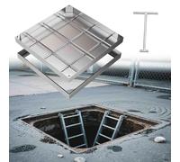 AVLLSO Stainless Steel Recessed Manhole Cover Invisible Recessed Septic Tank Cover, Removable Heavy Duty Chamber Cover for Yard Lawn Garden Pavement(450x450 mm)