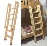 AVLLSO Wood Kids Bunk Ladder with Grab Handles, Hook Brackets, Foot Pads, Safety Railing (125cm/4.1ft/49.2in Tall)