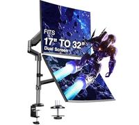 AVLT Dual 13"-32" Stacked Monitor Arm Desk Mount - Fits Two Flat/Curved Monitors, Full Motion Height Swivel Tilt Rotation Adjustable Arm - Extra Tall/VESA/C-Clamp/Grommet