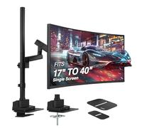 AVLT Single 40 Inch Monitor Arm Pole Top Mount With USB-C USB-A Ports-Black, Supports 26.4 lbs (12kg), Ultrawide screen fit, VESA Compatible, Tilt, Swivel, Rotate, Ergonomic adjustable height, Durable
