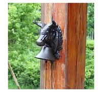 AVLUZ Heavy Duty Cast Iron Bell Wall Hanging Dinner Bell, Cowhead Decorative Retro Style Manually Shaking Doorbell, Garden Home Wall Art Decoration