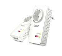 AVM FRITZ! Powerline 1220 Set Kit of 2 Adapters with Through Socket, Up to 1200 Mbps, 2 Gigabit LAN Ports, Plug and Play, Eco Mode, Instructions in Italian
