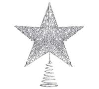 AVMBC Silver Christmas Tree Topper Star - Glitter Tree - Top Star Ornament Indoor Party Home Decoration