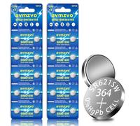 avmzvo SR621SW Batteries Button Cells AG1 LR621 Watch Battery 1.5 V, Pack of 20, 364/164/LR60/SR60 Alkaline, Childproof Packaging