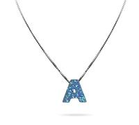 Avnis Initial Necklace - White Opal Letter Pendant Personalized Letter Necklace - B Necklace - Sterling Silver B Necklace - 16 inch + 2 inch Extension