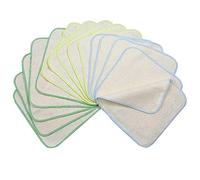 avo+cado Organic Cotton Single Layer Flannel Washcloths - Pack of 15 - Reusable Baby Washcloths to Replace Wet Wipes - Small Washable Mini Cotton Wipes (Colour: Green)