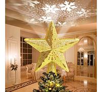 Avoalre Christmas Tree Topper Projector Light Star for Christmas Decoration Snowflake Light with Rotating LED Adjustable Light Gold Xmas Gift Bedroom Decor