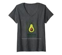 Avocado Aficionado: Trendy Food Lover V-Neck T-Shirt, Women, Dark Heather Grey, L