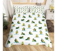Avocado Bedding Set Kids Cute Cartoon Sports Avocado Comforter Cover Set for Boys Girls Teens Funny Fruit Duvet Cover Breathable Green Bedding & Linen Bedding & Linen Single Size