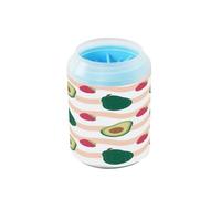 Avocado Berry Pastel Stripe Portable Pet Foot Cleaner with Soft Massage Brush Feet Cleaning Kit for Small & Medium Dogs