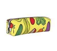 Avocado Broccoli Tomatoes Pencil Case Portable Cylindrical Pencil Pouch with Zipper Leather Cosmetic Pouch Bag