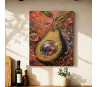 Avocado Canvas Kitchen Wall Art, Contemporary Abstract Music Notes Bubbles Summer Green Wall Hanging Prints Pictures Art Apartment Living Room Bedroom Breakfast Nook Decor 16x20 Inch