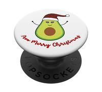 Avocado Christmas Avo Merry Plaid Santa Hat Vegan KETO Cute PopSockets Adhesive PopGrip