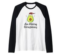 Avocado Christmas AVO Merry Plaid Santa Hat Vegan Keto Cute Raglan Baseball Tee