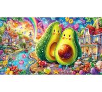 Avocado-Couple-Fantasy-Village 1000 Piece Jigsaw Puzzle for Adults - Recycled Cardboard Decoration 75x50cm/1000pcs