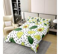 Avocado Duvet Cover Set Fruit Pattern Bedding Sets Soft Microfiber Duvet Cover Emperor Size 290x235 cm 3D Quilt Cover with Zipper Closure and 2 Pillowcases b.7898