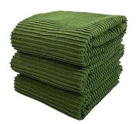 Avocado Forest Green Kitchen Hand Dish Towels: Oversized 28" x 18",100% Cotton Cloth Soft Cleaning Drying Absorbent Ribbed Design, Set of 3 Multipurpose for Everyday Use (Moss Green)