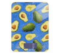 Avocado Fruit Blue Art Painting Waterproof Digital Food Scale 11lb/0.18oz, 5kg/5g Digital Scale with 4 Unit for Baking Meal Prep Baking (Batteries not Included)