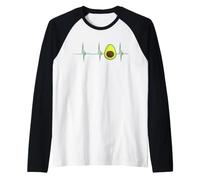 Avocado Fruit Heartbeat ECG Pulse Summer Fruits Guacamole Raglan Baseball Tee