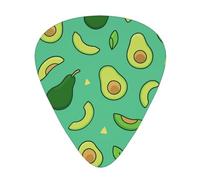 Avocado Fruit Pattern 12 Pack Guitar Picks With 3 Thicknesses And Storage Box, Abs Plectrums For Electric Bass Guitar Players