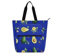 Avocado Fruit Royal Blue Kids Tote Bag Piano Book Bag for Boys Girls Adults Large Tote Bag Resuable Grocery Bag with Zipper for School and Playtime Rainbow