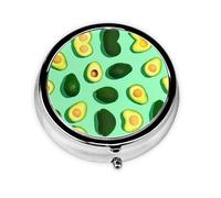 Avocado Fruit This Small, Round Pill Box is a Portable Travel Medicine Organizer with Three compartments for Storing Daily medications.
