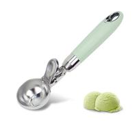 Avocado Green Handle Cookie Dough Spoon，Premium Ice Cream Scoops with Trigger，Stainless Steel Spoon for Baking，Perfect for Frozen Yogurt，Cupcake Batter，Kitchen Tools (Avocado green)