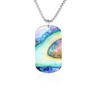 Avocado Inink Fade Gradient Couples Memorial Necklaces for Women Men Square Titanium Steel Chains Pendant Jewelry Gift