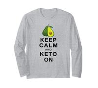 Avocado Keep Calm and Keto On Ketogenic Low-Carb Lifestyle Long Sleeve T-Shirt