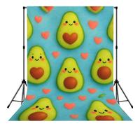 Avocado Love Heart 5x7ft Photography Backdrop, Photo Background With Rod Pocket, Foldable Studio Backdrop For Birthday, Wedding, Party Decoration