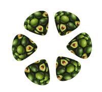 Avocado Pattern print Guitar Picks 12PCS Mixed Gauges(0.46/0.71/0.96mm) with Case, for Guitar/Ukulele