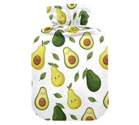 Avocado Pear White Pattern Hot Water Bottle with Cover for Pain Relief Hot Water Bed Warmer for Cramps, 1L