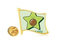 Avocado Pentagram Core Art Deco Fashion Golden Metal Flag Lapel Pin Badge