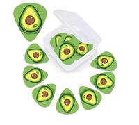Avocado Print Guitar Picks on Green Plate 12 Pack with Guitar Pick Organizer Storage Box Guitar Accessory Ukulele for Acoustic Guitar Bass