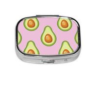 Avocado Print Pink,Meta Pill Box 2 Compartment Medicine Case,Portable Organizer