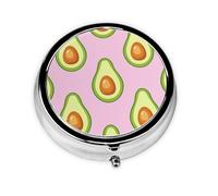 Avocado Print PinkMeta Pill Box 3 Compartment Medicine Case,Portable Organizer