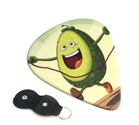 Avocado Rope Skipping Guitar Plectrums, 6 Guitar Plectrums, Double Sided Printing, For Acoustic Guitar, Bass, Ukulele, Electric Guitar (0.46 Mm 0.71 Mm 0.96 Mm)