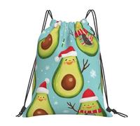 Avocado Santa Christmas Swimming Bag Versatile String Backpack Lightweight String Bag For Shopping Holiday Hiking 36X42Cm