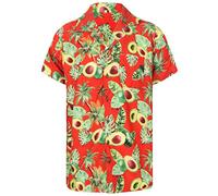 Avocado Shirt Hawaiian Shirt Mens Loud Aloha Fruit Guac Stag Vegan Party S-XXL (XXL, Red)
