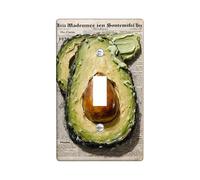 Avocado Single Light Switch Cover Plate, Contemporary Artistic Slice Seed None Green Plastic Standard Size Switch Plate Decorative for Living Room Bedroom Home Office Decor (Single)