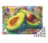 Avocado Village1000 Pieces Thick Sturdy Cardboard Avocado Pair Jigsaw Puzzle Adults Kids Age 12+ Challenging Brain Training Relaxation Home Decor Gift 70x50cm/1000pcs