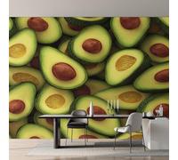 Avocado Wallpaper for Living Room & Bedroom & Hallway, Non-Woven Tropical Fruit Mural Wallpaper, Wall Mural Wall Decoration 315 x 215 cm (WxH) K-MZ&1