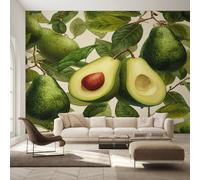 Avocado Wallpaper for Living Room & Bedroom & Hallway, Non-Woven Tropical Fruit Mural Wallpaper, Wall Mural Wall Decoration 200 x 140 cm (WxH) K-MZ&4