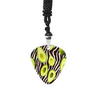 Avocado Zebra Skin Pattern Vintage Pick Necklace Guitar Bass Pick Pendant &B Steel Music Jewelry for Music Lovers