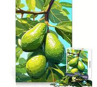 Avocados on The Tree Branch Illustration 1000-piece Puzzle for Teenagers Thinking Skill Calm Distraction Smooth Cut Great Gift (38x52cm)