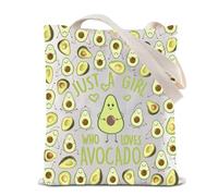 Avocados Tote Bag Just A Who Loves Avocados Reusable Grocery Shopping Bag Avocado Lover Gift Vegan Shoulder Bag (Avocado Tote)