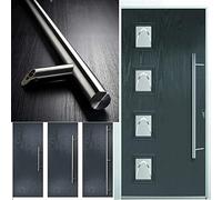 Avocet 32mm Quality T Bar Door Pull Bar Handle Cranked 304 Stainless Steel with fixings (1800mm Back to Back (100mm Bolt))