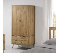 avoch wooden wardrobe with 2 doors 2 drawers in oak