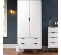 avoch wooden wardrobe with 2 doors 2 drawers in white