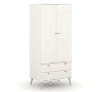 avoch wooden wardrobe with 2 doors 2 drawers in white